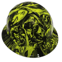 Lime Green After Death Custom Hydro Dipped Full Brim Hard Hat - Left Side View