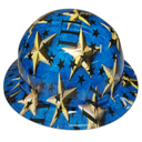 3 Percenteer Logo Patriotic Stars Custom Hydro Dipped Full Brim Hard Hat - Left Side View
