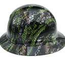 Green Carbon Urban Camo Black Custom Hydro Dipped Full Brim Hard Hat - Left Side View