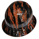 Orange Urban Camo Carbon Fiber Custom Hydro Dipped Full Brim Hard Hat - Left Side View