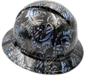 Thin Blue Line USA Flag Custom Hydro Dipped Full Brim Hard Hat - Left Side View