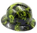 Lime Green Hades Custom Hydro Dipped Full Brim Hard Hat - Left Side View