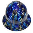 Blue Line Ice Skulls Blue Lightning Custom Hydro Dipped Full Brim Hard Hat - Left Side View