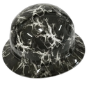 Black and white skulls Custom Hydro Dipped Full Brim Hard Hat - Left Side View