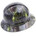 Dark Raiser Skulls Green Custom Hydro Dipped Full Brim Hard Hat - Left Side View