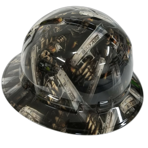 Full Color Bold Reaper Custom Hydro Dipped Full Brim Hard Hat - Left Side View