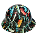 Big Bass Fishing Lures Custom Hydro Dipped Full Brim Hard Hat - Left Side View