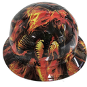 Fire Breathing Dragon Custom Hydro Dipped Full Brim Hard Hat - Left Side View