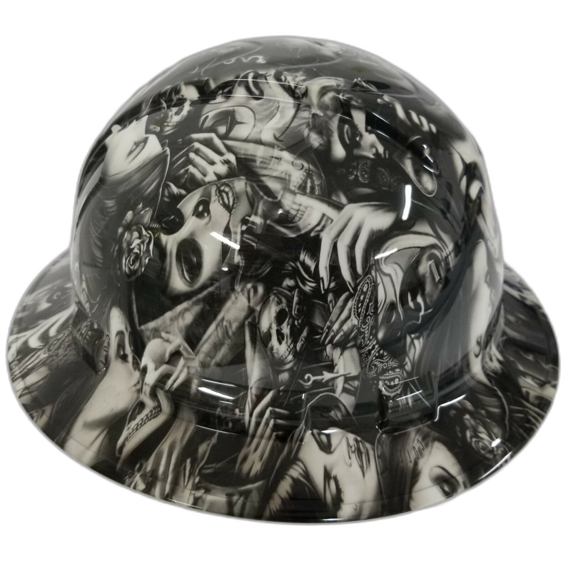 Day of the Dead Sugar Skull hard hat left side view