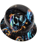Realistic Flaming Skulls Custom Hydro Dipped Full Brim Hard Hat - Left Side View