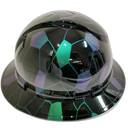 Color Shift Hex Camo Black Custom Hydro Dipped Full Brim Hard Hat - Left Side View