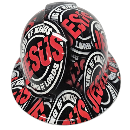 Jesus King Of Kings Lord Of Lords Custom Hydro Dipped Full Brim Hard Hat - Left Side View