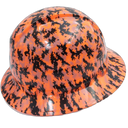 Digital Orange Camo Custom Hydro Dipped Full Brim Hard Hat - Left Side View