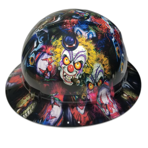 Big Bad Boss Man Clowns Custom Hydro Dipped Full Brim Hard Hat - Left Side View