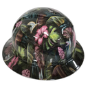 Hummingbird Paradise Flowers Custom Hydro Dipped Full Brim Hard Hat - Left Side View