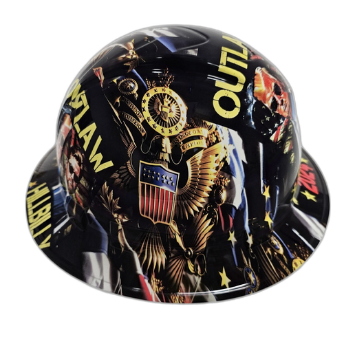 Vance Outlaw Hillbilly 2024 Pres Custom Hydro Dipped Full Brim Hard Hat - Left Side View