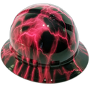 Hot Pink Lightning Bolt Custom Hydro Dipped Full Brim Hard Hat - Left Side View