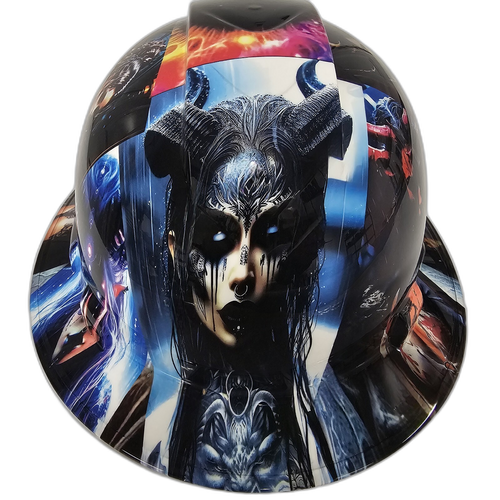 Wicked Art Extreme Custom Hydro Dipped Full Brim Hard Hat - Left Side View