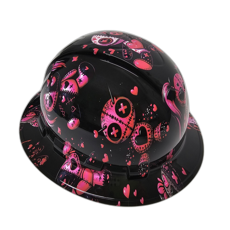 Hot Pink Voodoo Dolls hard hat left side view