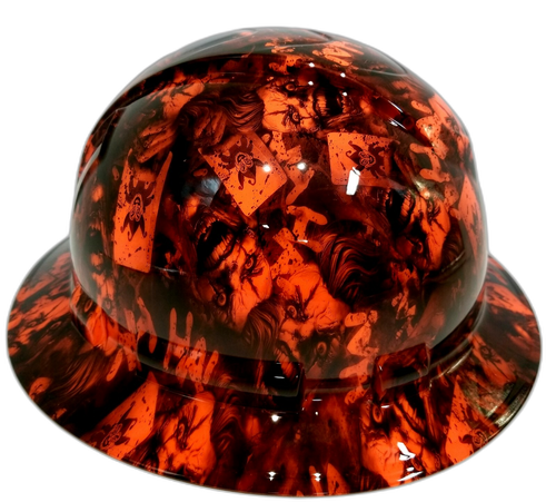Outrageous Orange Ha Ha Custom Hydro Dipped Full Brim Hard Hat - Left Side View