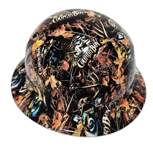 Country Boy Camo Deep Woods Custom Hydro Dipped Full Brim Hard Hat - Left Side View