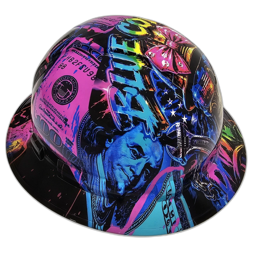 Blue Collar Baddie Women's custom hydro dipped hard hat - left side