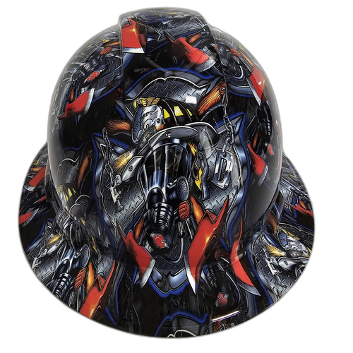 Heavy Duty Fireman F/D Clean Custom Hydro Dipped Full Brim Hard Hat - Left Side View