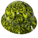 Green 2 Horned Beast Custom Hydro Dipped Full Brim Hard Hat - Left Side View