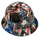 American Military Salute Who Serve Custom Hydro Dipped Full Brim Hard Hat - Left Side View