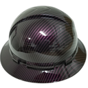 Purple Carbon Fiber Straight Lace Custom Hydro Dipped Full Brim Hard Hat - Left Side View