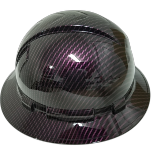 Purple Carbon Fiber Straight Lace Custom Hydro Dipped Full Brim Hard Hat - Left Side View