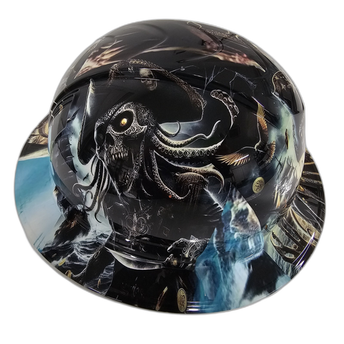 Pirates Of The Dead Sea Angry Pirate Custom Hydro Dipped Full Brim Hard Hat - Left Side View