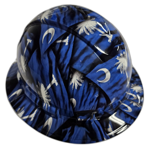 South Carolina State Flag Custom Hydro Dipped Full Brim Hard Hat - Left Side View