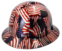 USA Flag American Flag Custom Hydro Dipped Full Brim Hard Hat - Left Side View
