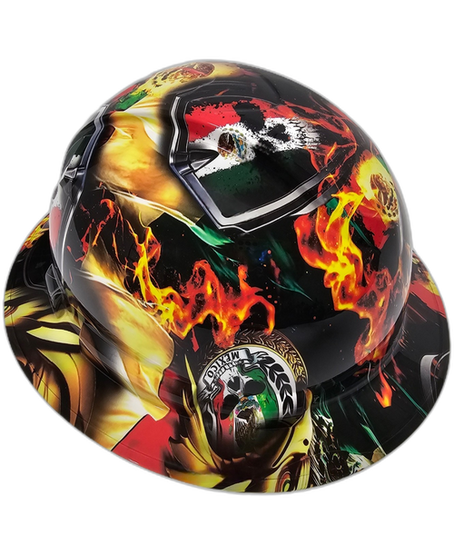 Mexican Pride Orgullo Mexicano Custom Hydro Dipped Full Brim Hard Hat - Left Side View