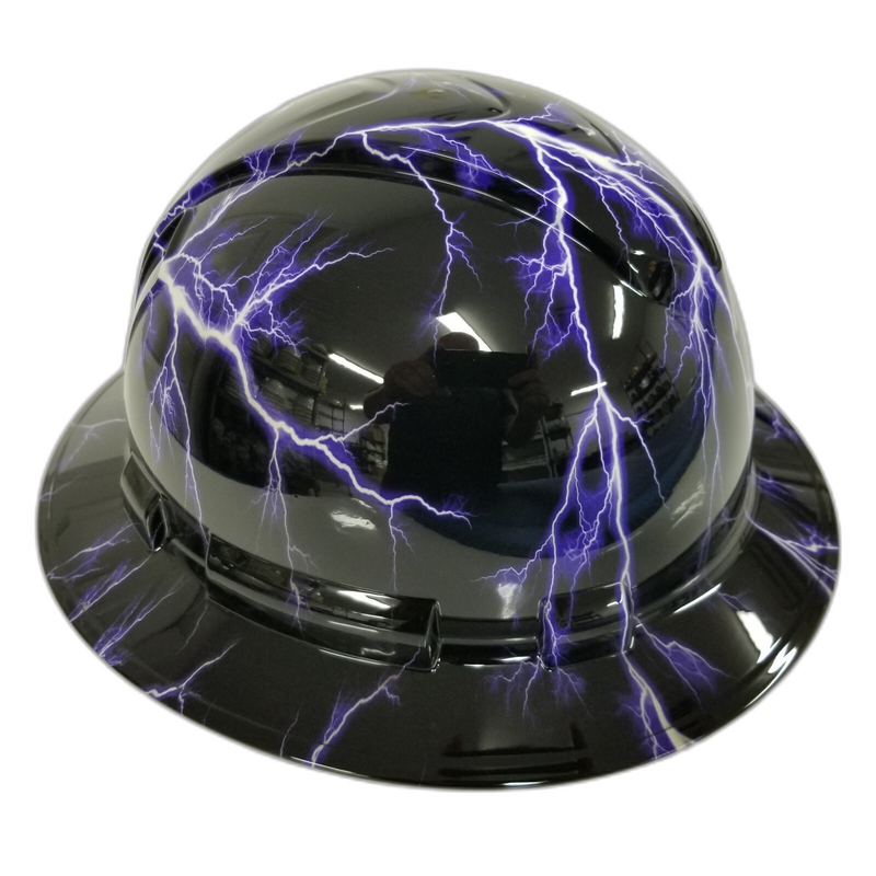 Purple Lightning Storm hard hat left side view