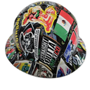 Mexican Extreme Sticker Bomb Custom Hydro Dipped Full Brim Hard Hat - Left Side View