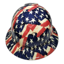 American Old Glory Flag Banner USA Custom Hydro Dipped Full Brim Hard Hat - Left Side View