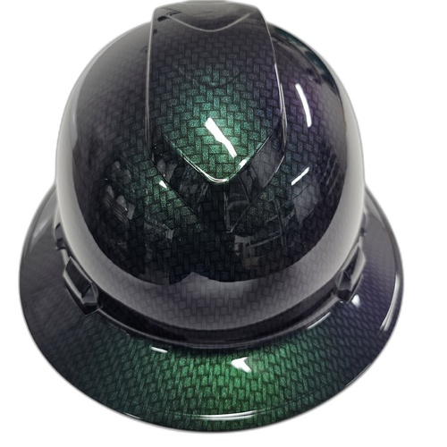 Chameleon Flip Flop Carbon Fiber Custom Hydro Dipped Full Brim Hard Hat - Left Side View