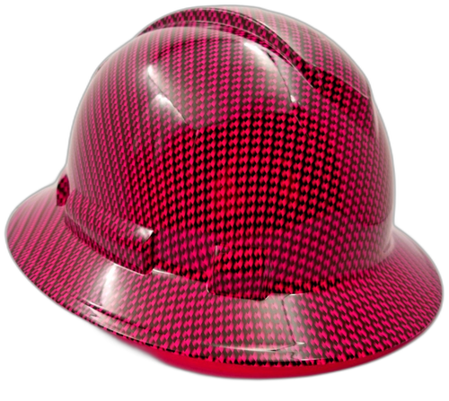 Wicked Hot Pink Carbon Fiber Custom Hydro Dipped Full Brim Hard Hat - Left Side View