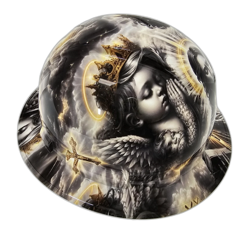 Jesus With Cherubs Live In The Light custom hydro dipped hard hat - left side