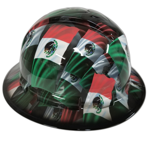 Mexican Pride Ultimate Airbrush Editio Custom Hydro Dipped Full Brim Hard Hat - Left Side View