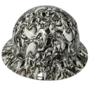 2 Horned Beast White Custom Hydro Dipped Full Brim Hard Hat - Left Side View