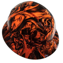 Hi Vis Orange Soul Reaper Custom Hydro Dipped Full Brim Hard Hat - Left Side View