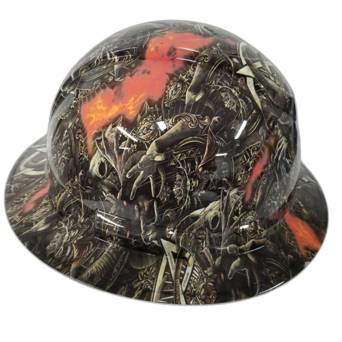 Eternal Chaos Devils Playground Custom Hydro Dipped Full Brim Hard Hat - Left Side View