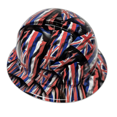 Hawaii State Flag Custom Hydro Dipped Full Brim Hard Hat - Left Side View
