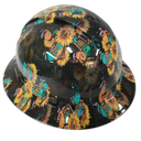 Sunflower Cross With Butterflies Custom Hydro Dipped Full Brim Hard Hat - Left Side View