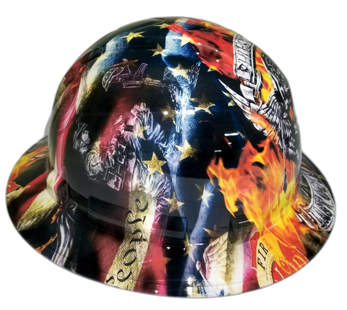 Firefighter First In Last Out Custom Hydro Dipped Full Brim Hard Hat - Left Side View