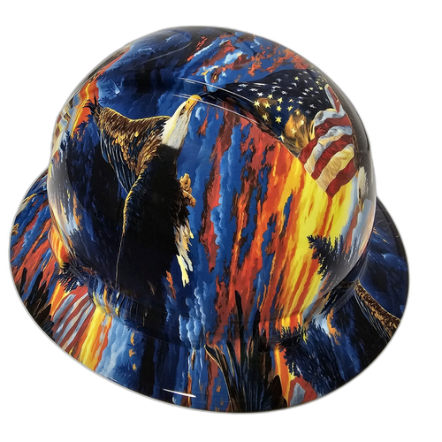 Eagles Of Freedom USA Custom Hydro Dipped Full Brim Hard Hat - Left Side View