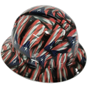 Puerto Rico Flag Design Custom Hydro Dipped Full Brim Hard Hat - Left Side View